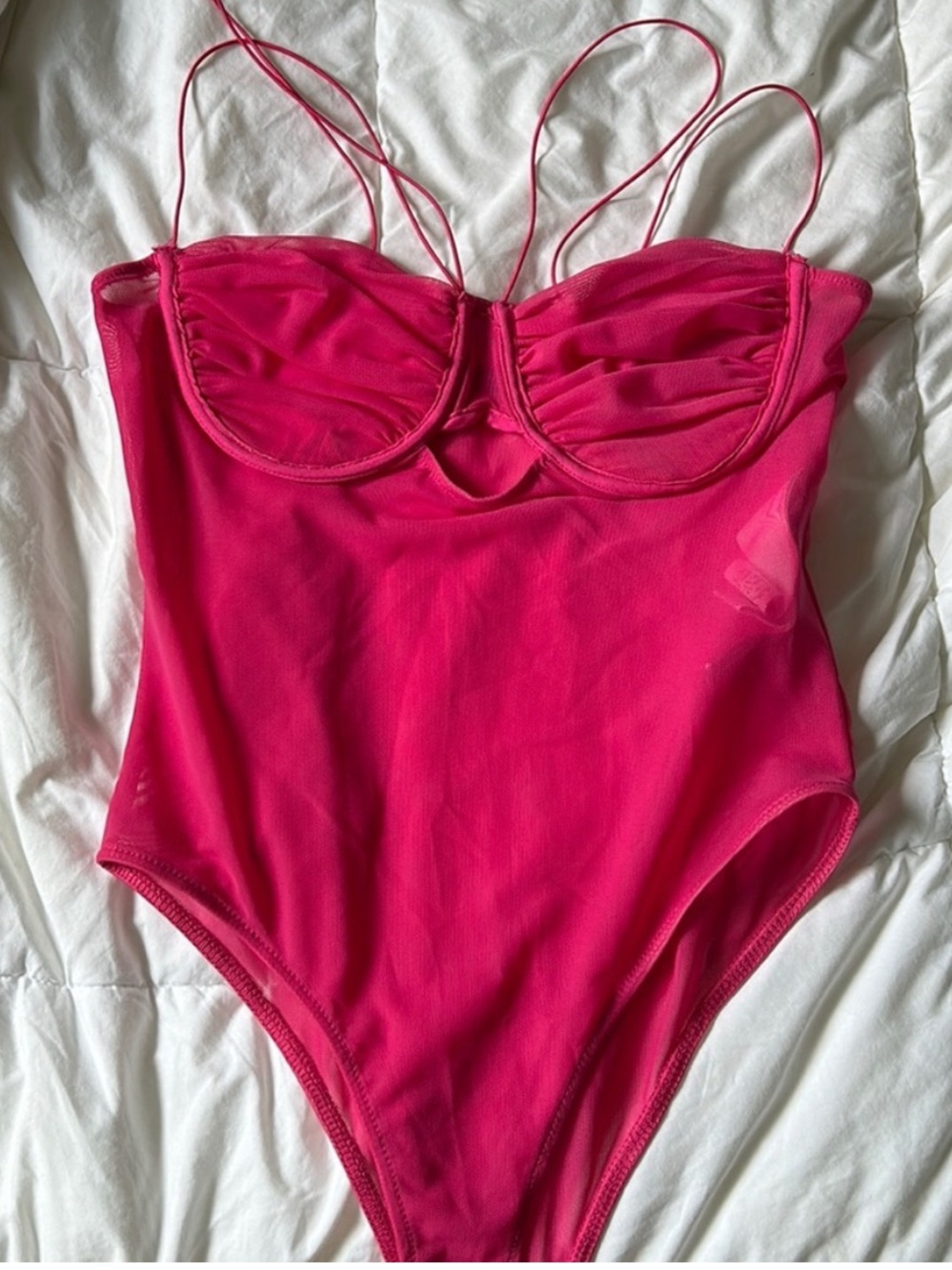 Zara Hot Pink Strappy Bandeau Bodysuit